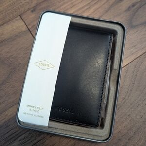 Fossil Black Leather Money Clip